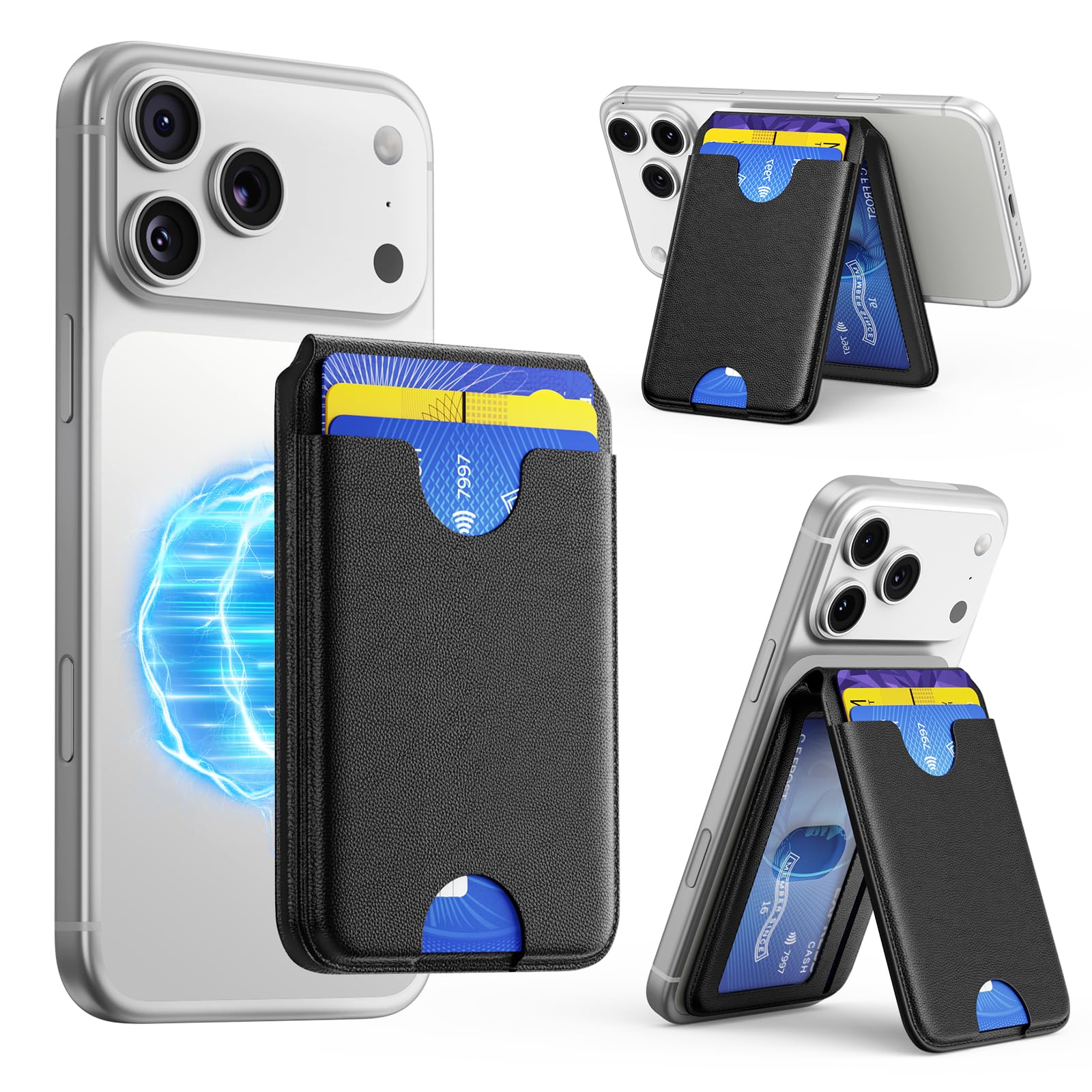 Ultra-Strong Magnetic MagSafe Wallet – RFID Leather with Stand