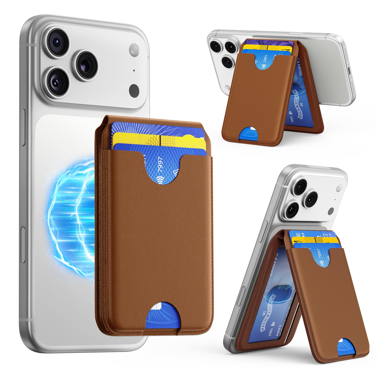 Ultra-Strong Magnetic MagSafe Wallet – RFID Leather with Stand