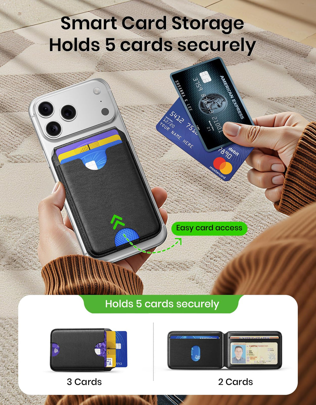 Ultra-Strong Magnetic MagSafe Wallet – RFID Leather with Stand