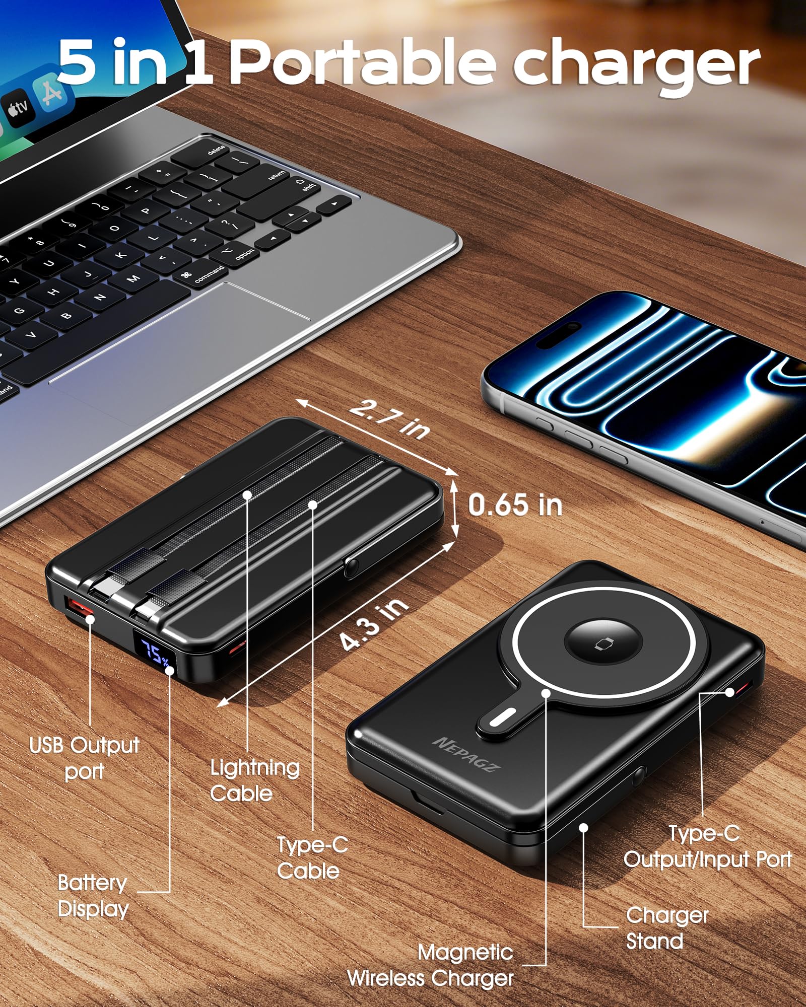 Magnetic Power Bank with Stand for iPhone