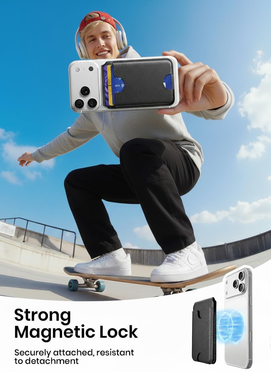 Ultra-Strong Magnetic MagSafe Wallet – RFID Leather with Stand